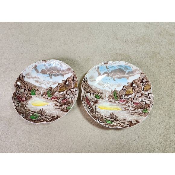 Johnson Bros Bread Plate Saucer Olde English Country Side England Hand Engraving - Picture 2 of 14